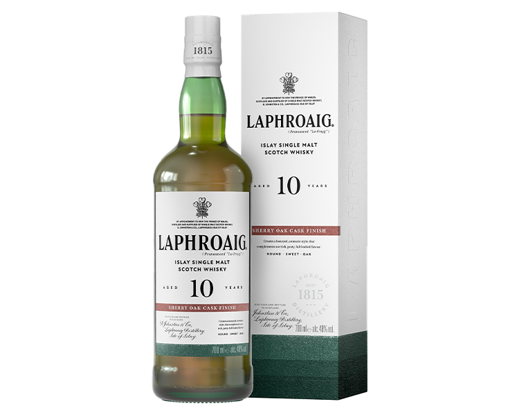 Laphroaig Islay Single Malt Scotch Whisky Aged 10 Years Sherry Oak Cask Finish